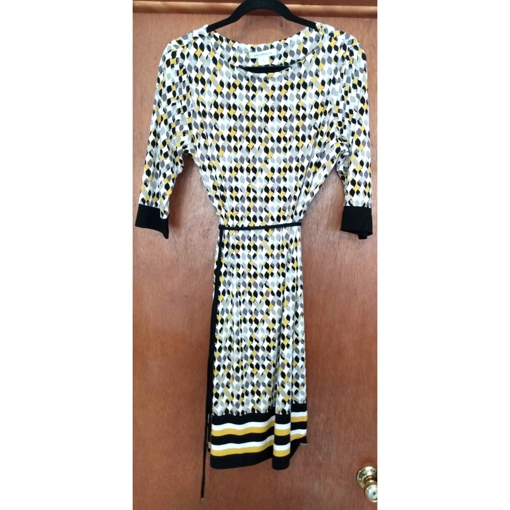 LIZ Corporate Indie Geometric Shift Dress M Retro 60s Mod Revival Harlequin